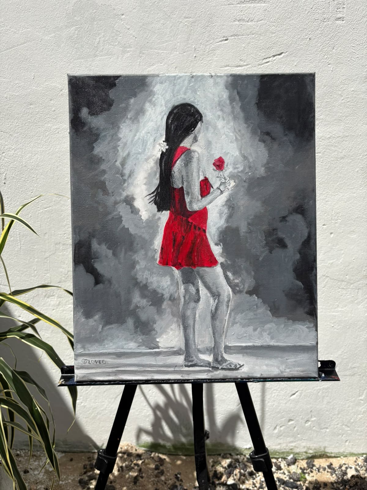 Cuadro pintado a mano en acrílico, LOVEO